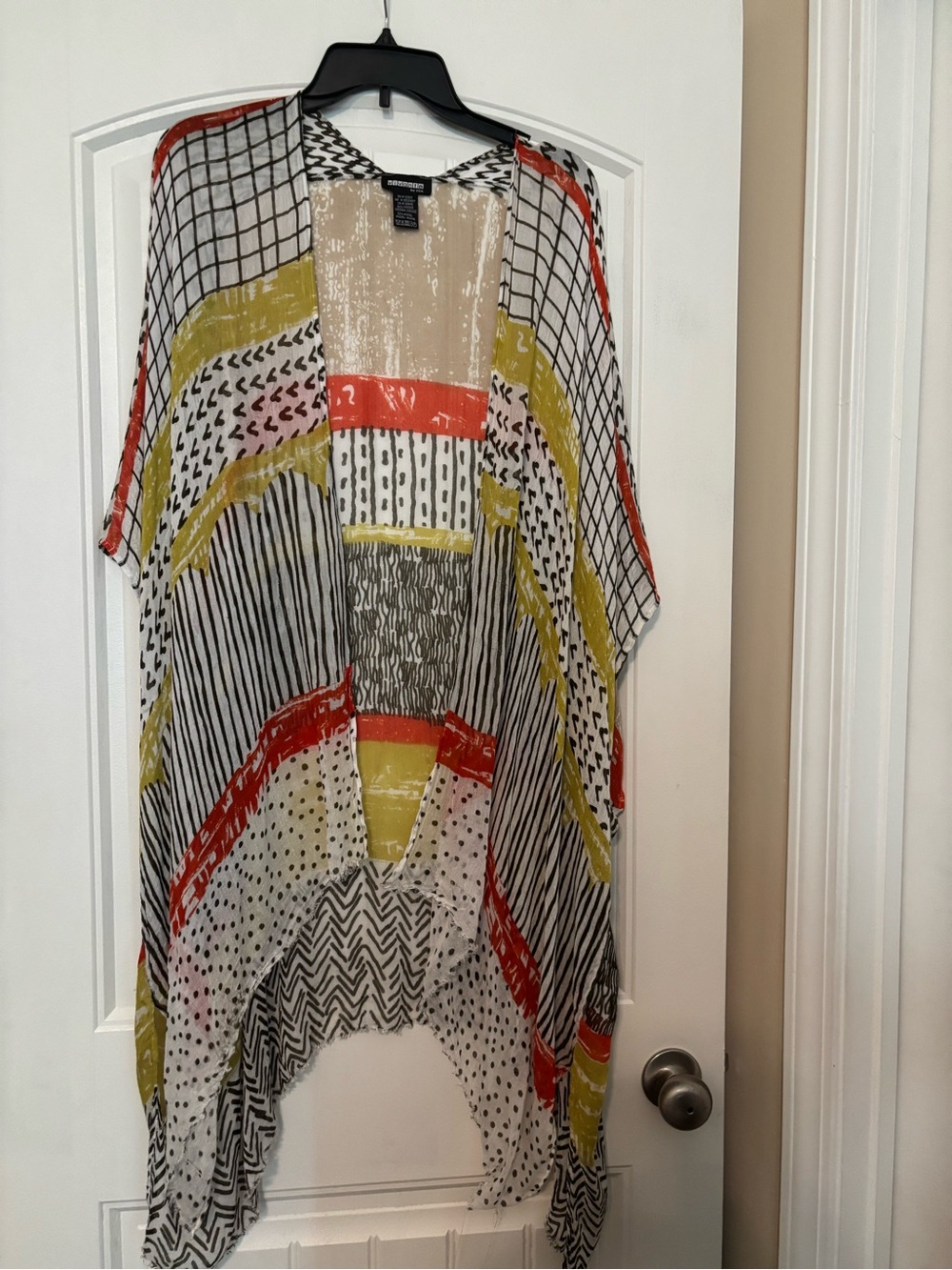 Vivante by VSA Multicolor Kimono Cardigan - Yellow, Coral & Black One Size